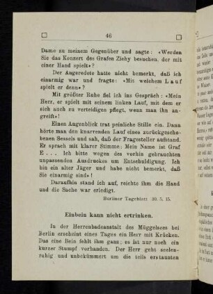 46, Einbein kann nicht ertrinken