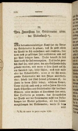 IX. Von Zerreissung der Gebärmutter unter der Niederkunft.