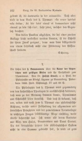 162-166 [Rezension] Krause, Joseph, Die Lehre des hl. Bonaventura über die Natur der körperlichen und geistigen Wesen und ihr Verhältnis zum Thomismus