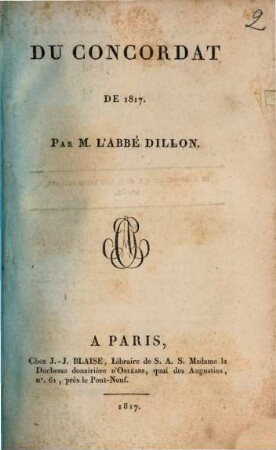 Du Concordat de 1817