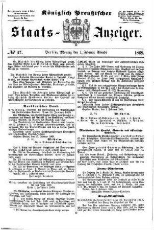 Königlich Preußischer Staats-Anzeiger. 1869, 2 - 3