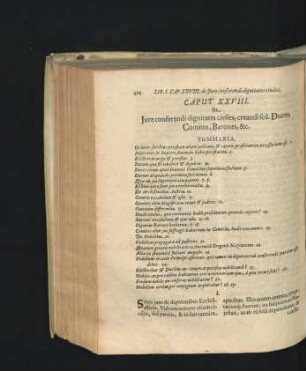 Caput XXVIII. De Iure conferendi dignitates civiles, creandi scil. Duces, Comites, Barones, & c.