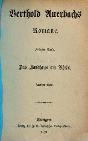 Berthold Auerbachs Schriften, 2. Serie. Romane