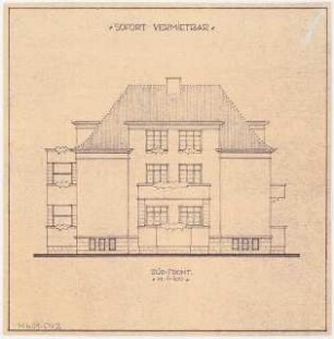 Umbau eines Landhauses Monatskonkurrenz Februar 1933: Aufriss Südansicht 1:100