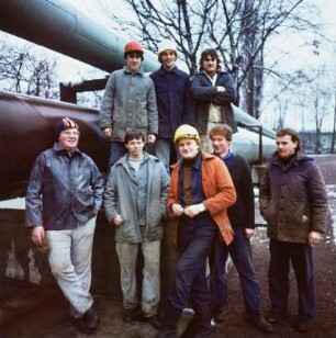 Gruppenportrait Brigade Wudy, VEB Straßen- und Tiefbaukombinat Suhl
