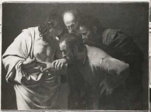Gemälde "Der ungläubige Thomas" (M. M. Caravaggio; Leinwand; 1,07 x 1,46 m; Park Sanssouci Potsdam)