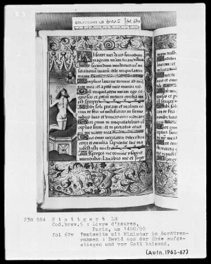 Lateinisches Stundenbuch (Livre d'heures) — David kniet vor Christus, Folio 67verso