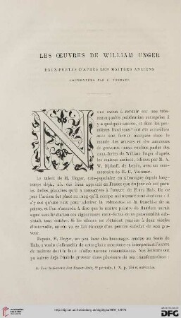 2. Pér. 14.1876: Les œuvres de William Unger : eaux-fortes d'après les maîtres anciens ; commentées par C. Vosmaer