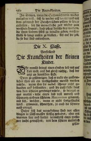 Die X. Classe. Vorstellend Die Kranckheiten der kleinen Kinder.