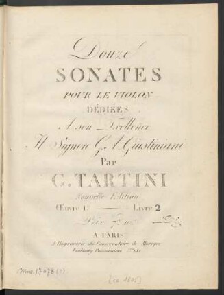 Livre 2: Douze Sonates Pour Le Violon Œuvre 1.er