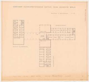 Nachrichtentechnische Institute der Technischen Universität Berlin Vorentwurf F: Grundriss 2.OG mit 3.OG Technische Akustik, 1:200, (von Inv.nr. 39804, früherer Zustand)