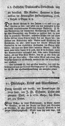 11. Philologie, Kritik und Alterthümer.