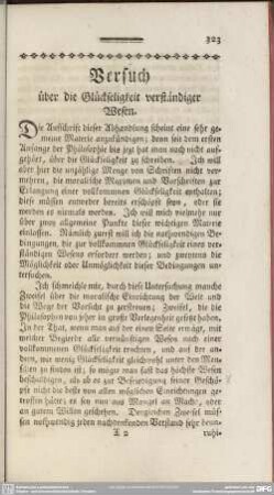 [XI.] Versuch über die Glückseligkeit verständiger Wesen