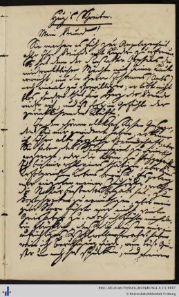 Brief von Johann Leonhard Hug an Franz Karl Grieshaber (16.02.1837)