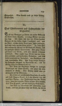 XI. Das Pferderennen und Hahngefechte der Engländer