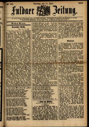 Erste Ausgabe vom Dienstag, den 11. Juni 1889.