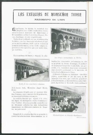 Las exequias de Monseñor Tovar, Arzobispo de Lima