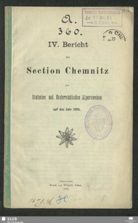 4.1885(1886): Bericht der Section Chemnitz des Deutschen und Oesterreichischen Alpenvereins : auf das Jahr ...