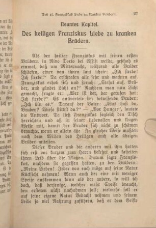 Neuntes Kapitel. Des heiligen Franziskus Liebe zu kranken Brüdern.