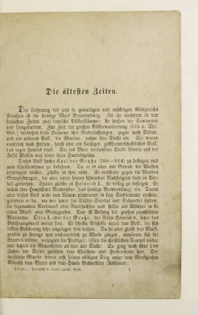Die ältesten Zeiten