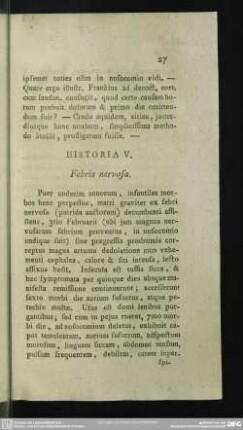Historia V. Febris nervosa