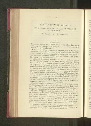 The History of Tchampa. The Cyamba pf Marco Polo, Now Annam or Cochin China.