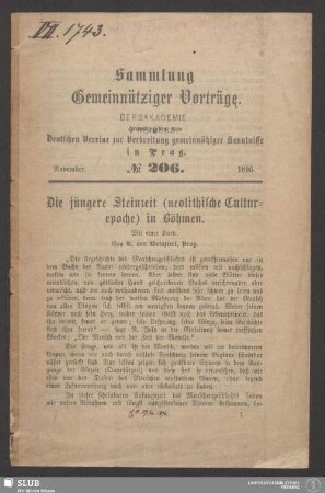 Die jüngere Steinzeit (Neolithische Culturepoche) in Böhmen
