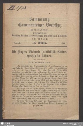 Die jüngere Steinzeit (Neolithische Culturepoche) in Böhmen