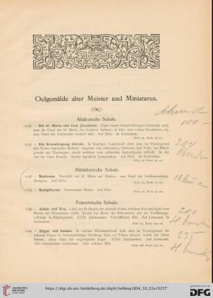Oelgemälde alter Meister und Miniaturen (Nr. 1236 - 1282)