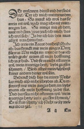 DEr verlornen dienst vnd der sindt || viel/ Der ich mich vnterwunden || han.