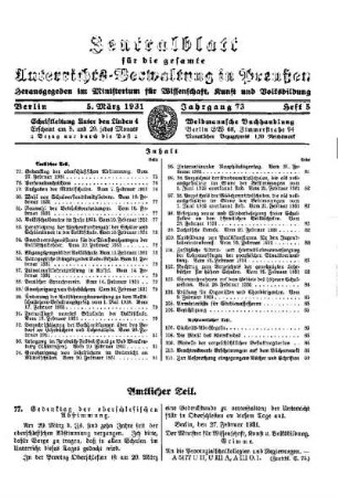Gedenktag der oberschlesischen Abstimmung : [Amtlicher Teil]