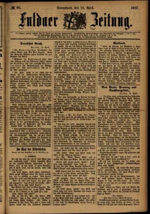 Ausgabe vom Samstag, den 16. April 1887.