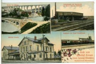 Cossen. Bahnhof, Brücke, Sandwerk