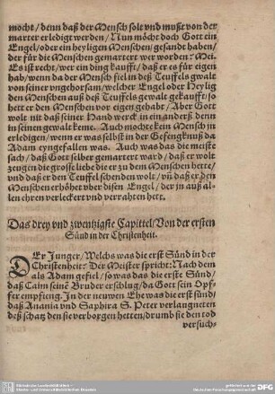Das drey und zwentzigste Capittel/Von der ersten Sünd der Christenheit.