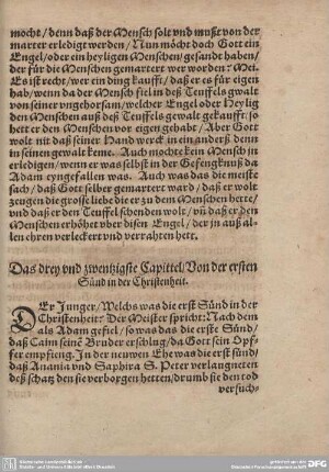 Das drey und zwentzigste Capittel/Von der ersten Sünd der Christenheit.