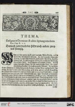 Thema. Designavit Dominus & alios septuaginta duos