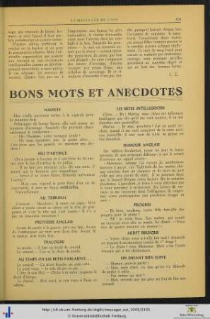 Bons Mots et Anecdotes.