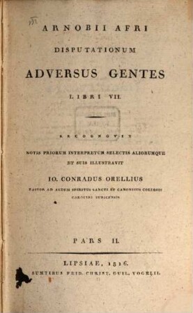 Arnobii Afri Disputationum adversus gentes libri VII. 2