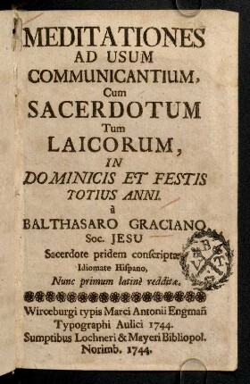 1-256, Meditationes Ad Usum Communicantium