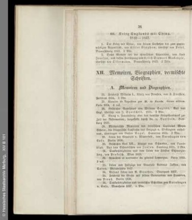 Memoiren, Biographien, vermischte Schriften