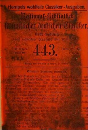 Lessing's Werke, 11,2. Kleinere Schriften zur dramatischen Poesie und Fabel