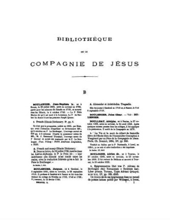 Bibliothèque de la Compagnie de Jésus B - D