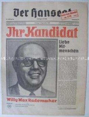Hamburger Monatszeitung "Der Hanseat" u.a. zur Bundestagswahl