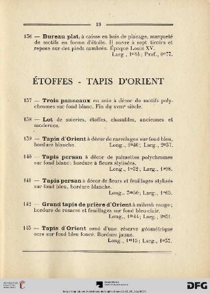 Étoffes - Tapis d'orient (Nr. 137-147)