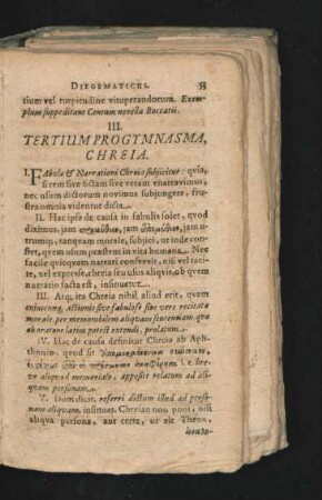 Tertium Progymnasma. Chreia.