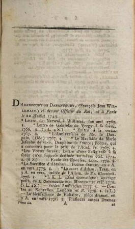 Das gelehrte Frankreich oder Lexicon der französischen Schriftsteller von 1771 - 1796, Erster Theil