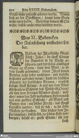 Das XL. Bedencken. Der Auferstehung verfluchter Leiber