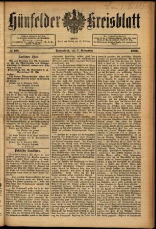 Ausgabe vom Samstag, den 07. November 1896.