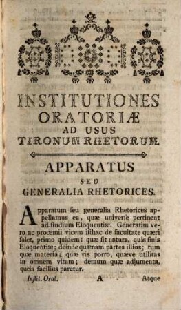 Institutiones oratoriae : ad usus tironum rhetorum