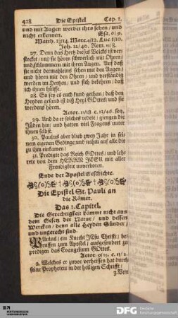 Die Epistel St. Pauli an die Römer.